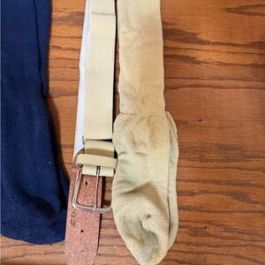 Beige Belt with Silver Buckle